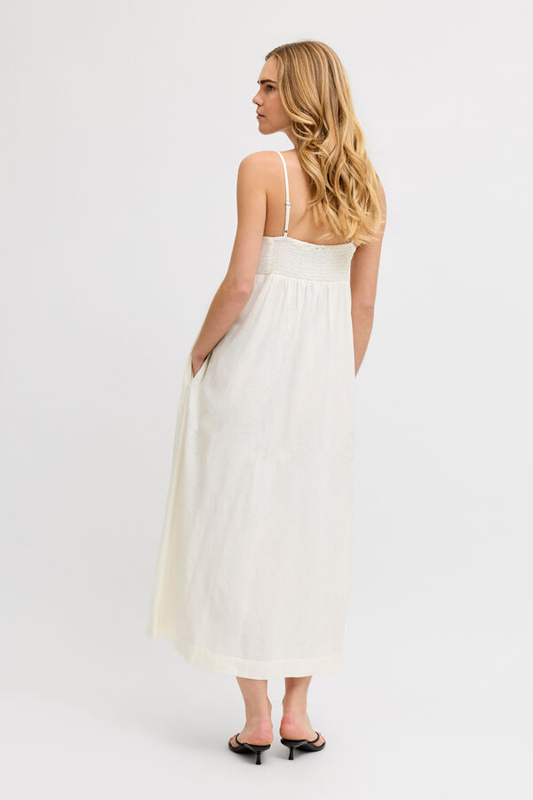 Jack & Jones Vestido largo lino blanco
