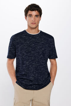 Springfield Double layer textured T-shirt navy
