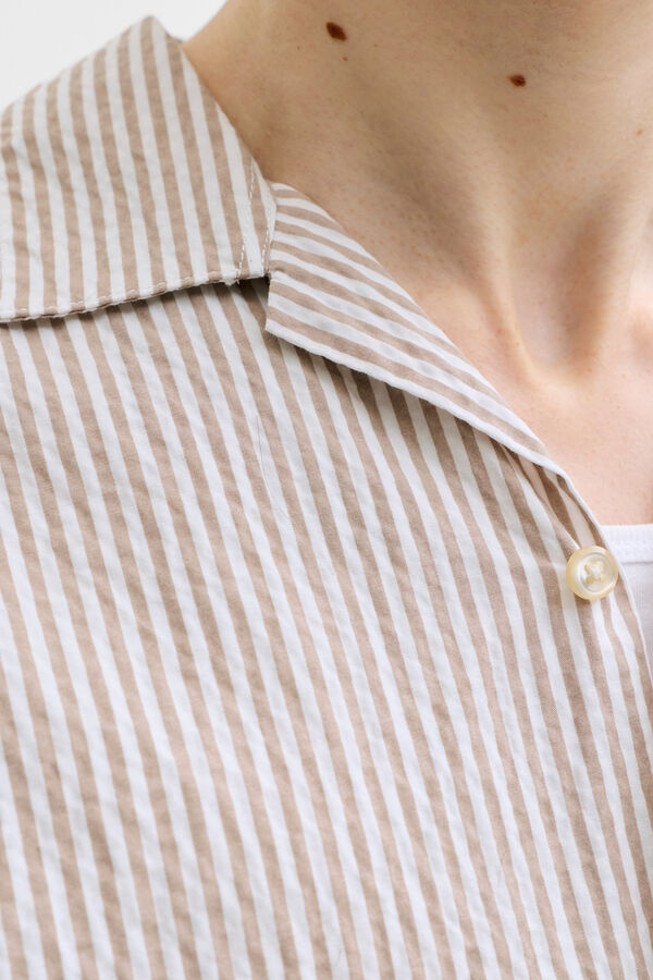 Jack & Jones Camisa resort seersucker beige