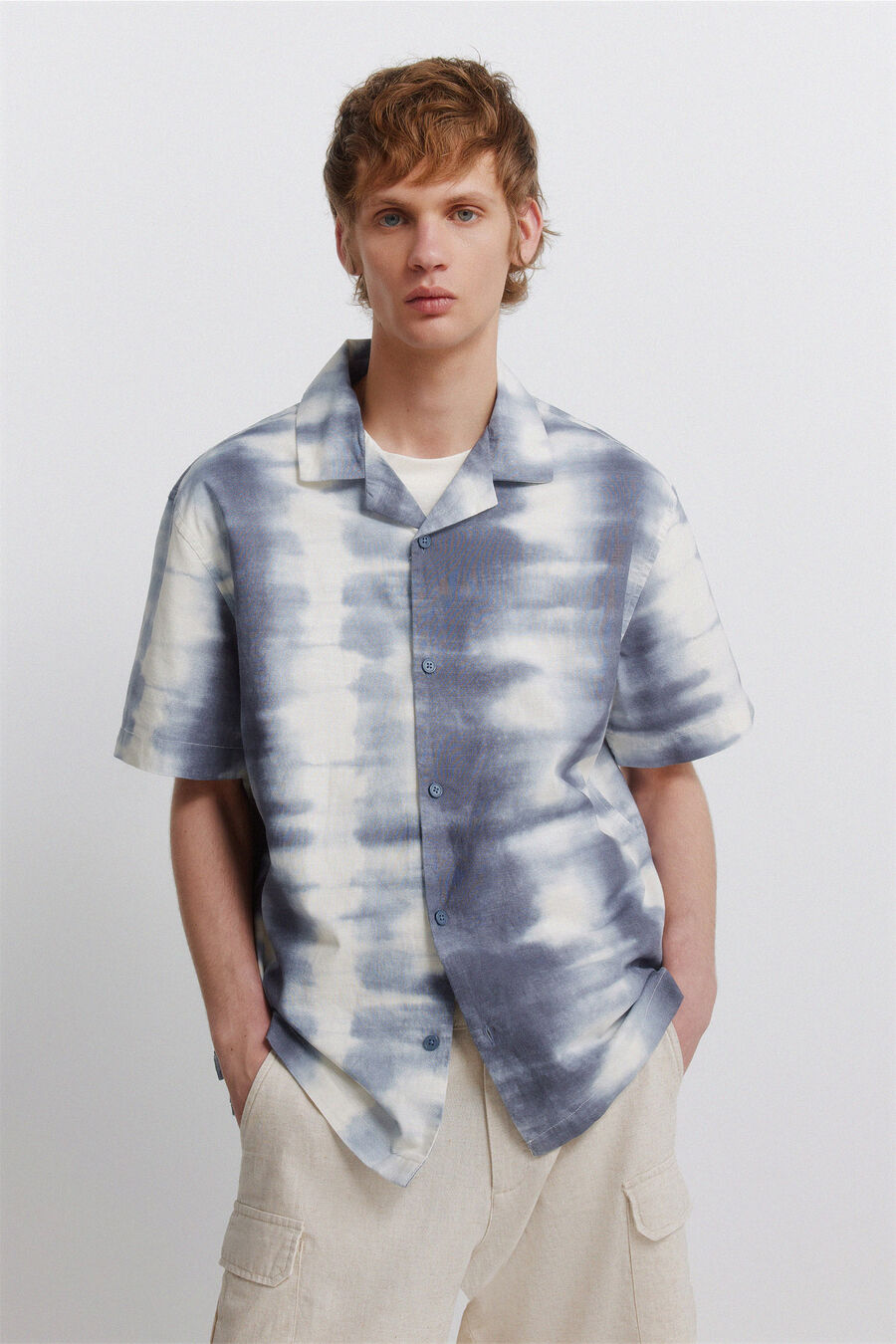 Camisa manga corta bowling estampada