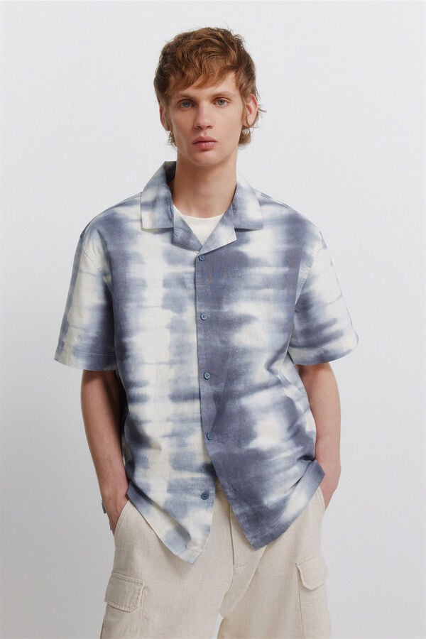 Springfield Printed bowling short sleeve shirt blue