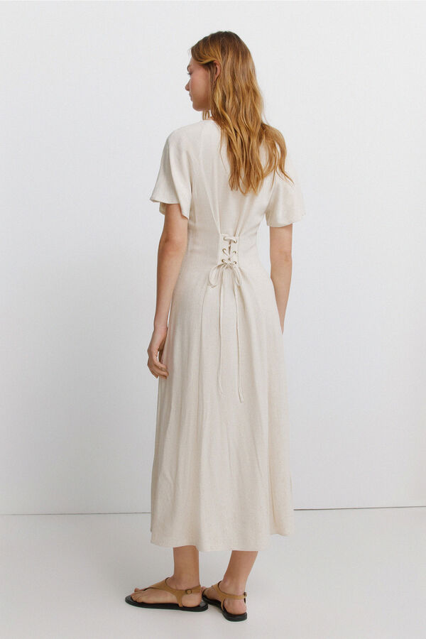 Springfield Crossed back midi dress nude