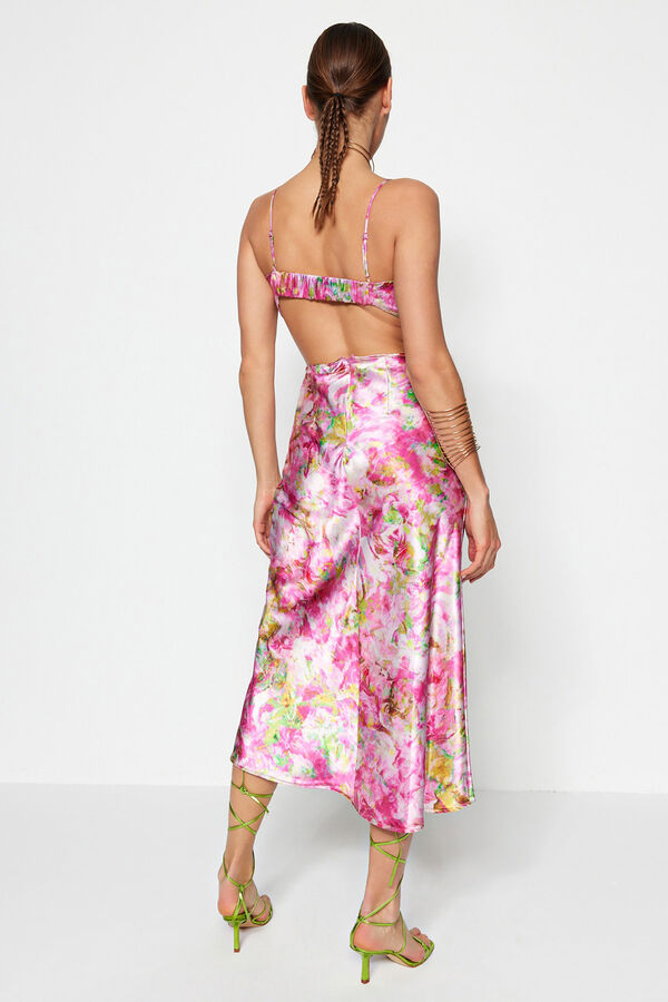 Trendyol Printed satin-finish dress printed