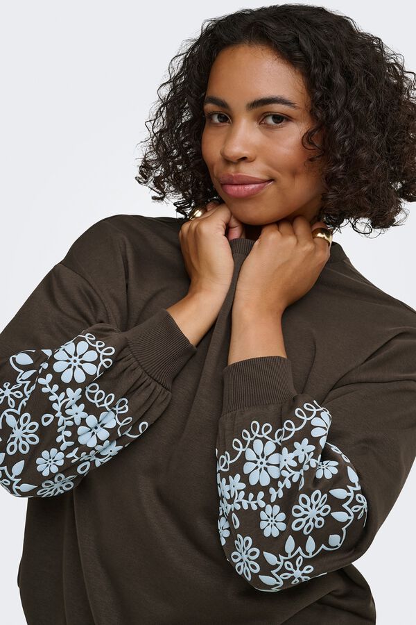 Only Carmakoma Round neck plus size sweatshirt brown