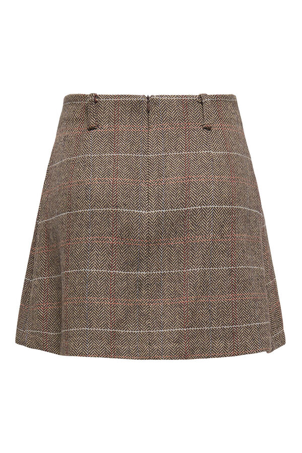 Only Saia curta saia xadrez cru
