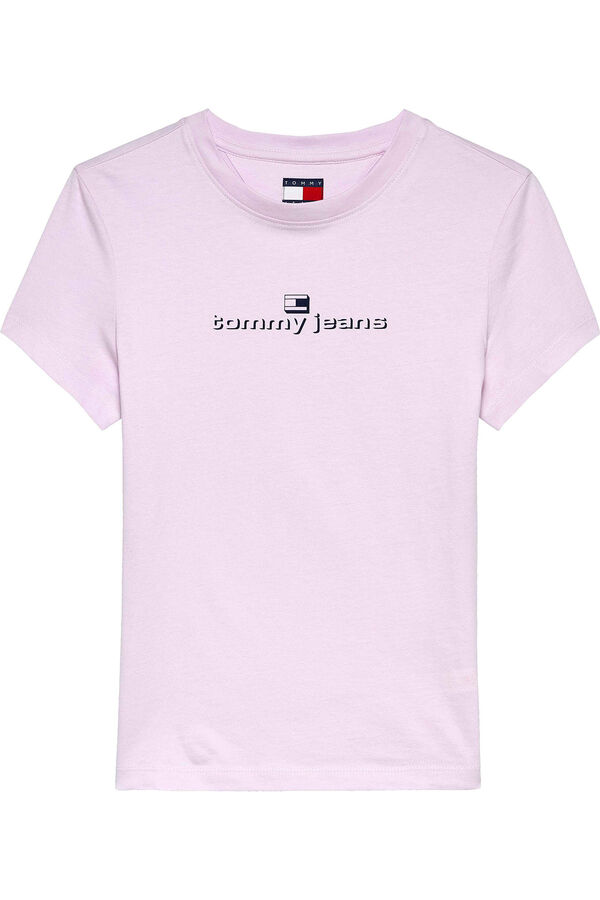Tommy Jeans Camiseta slim manga corta rosa