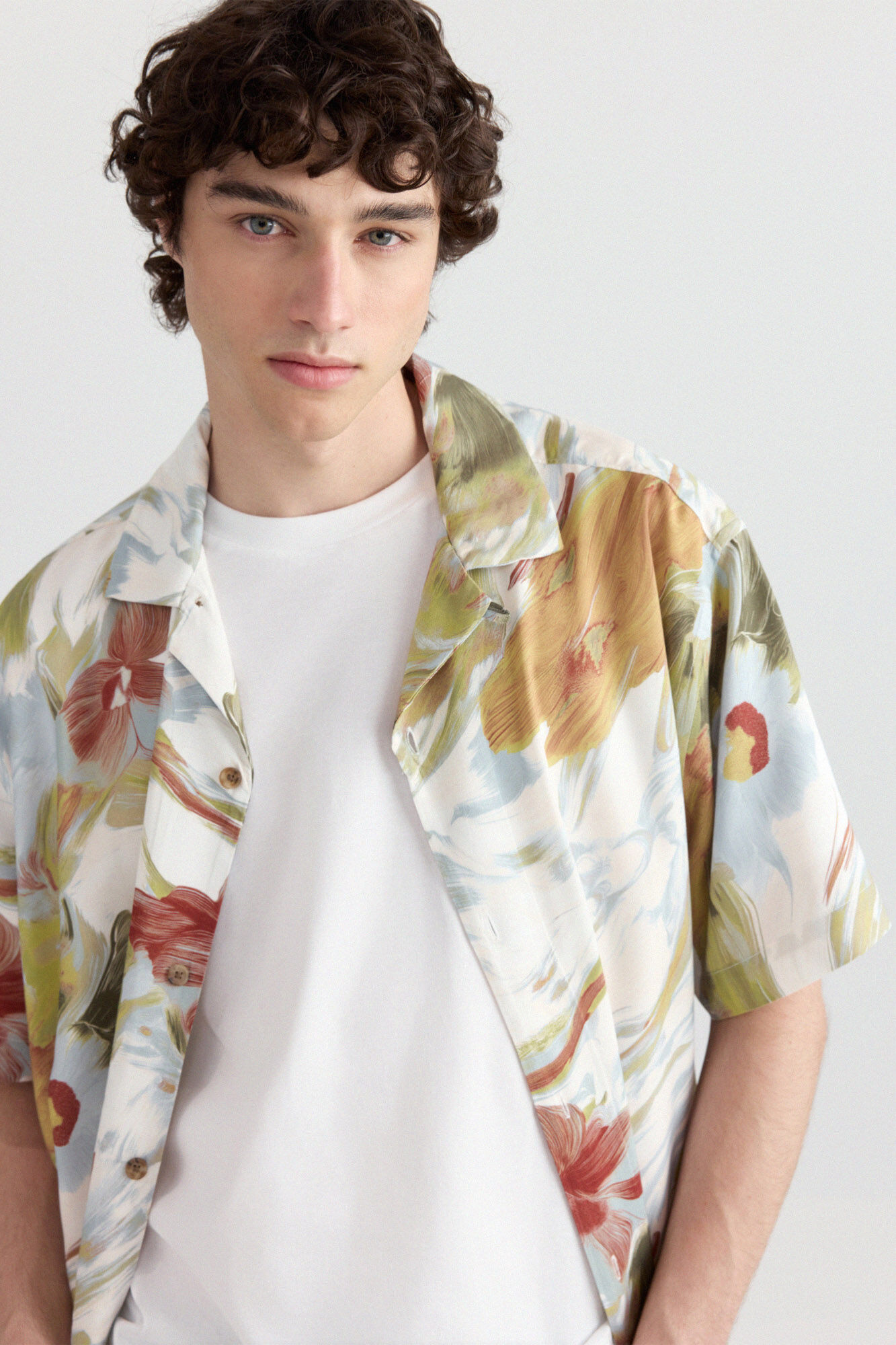 Springfield Printed viscose short sleeve shirt