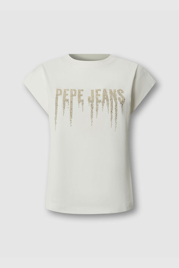 Pepe Jeans Camiseta sin mangas con logo marfil