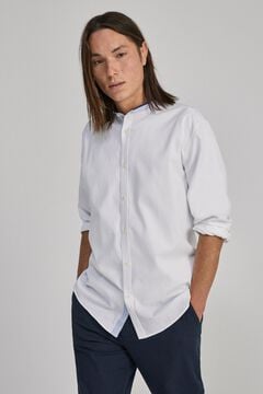 Springfield Textured shirt with mandarin collar white