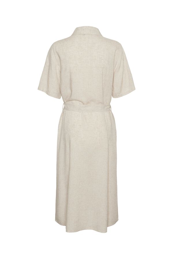 Pieces Linen short sleeve midi shirt dress grey