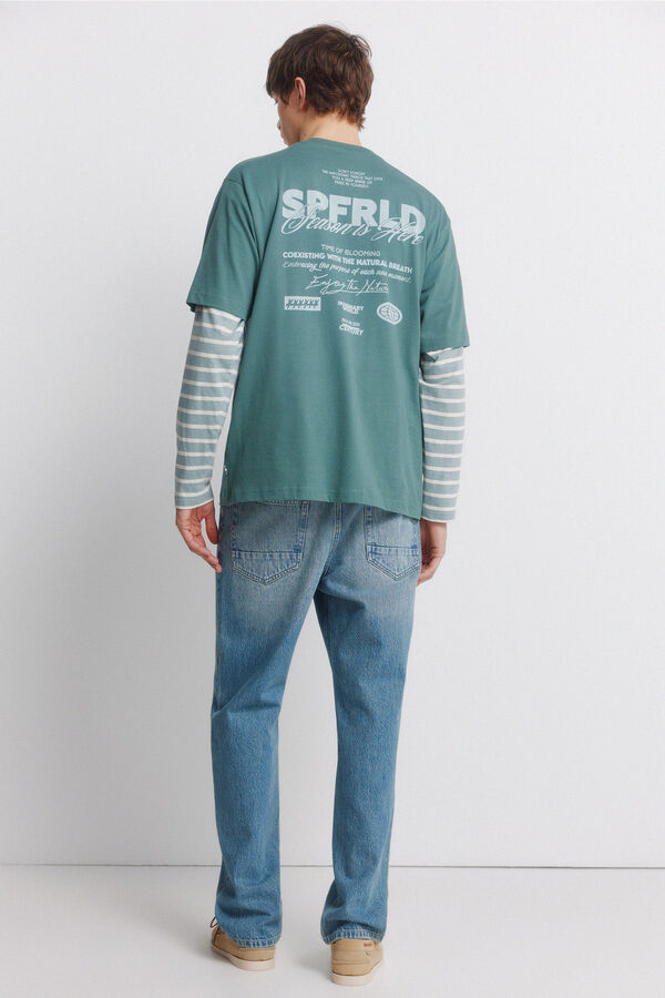 Springfield Overdyed straight fit jeans blue