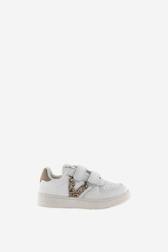 Springfield  leather effect sneakers with contrasting fantasy pieces and adhesive straps golden