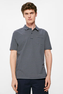 Springfield Multi-stripe jersey-knit pocket polo shirt navy