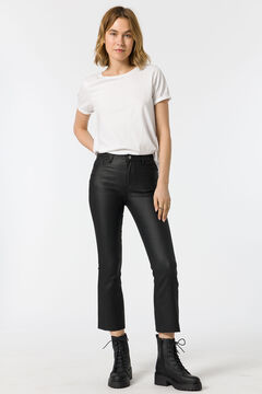Springfield Megan cropped flared coated high-rise trousers black