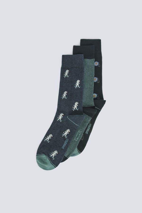 Springfield 90's long socks 3-pack blue