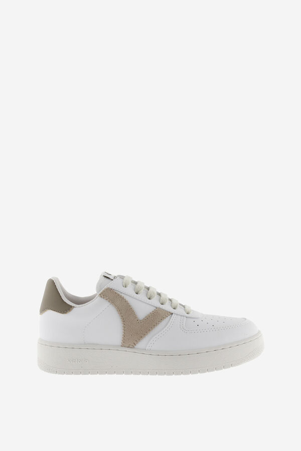 Springfield  leather effect sneakers with contrasting color pieces beige