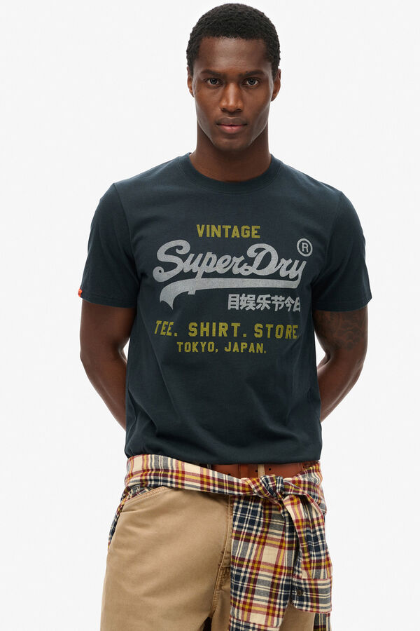 Superdry Basic large logo short-sleeved T-shirt blue