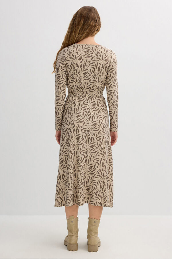 Inside Vestido midi estampado bege