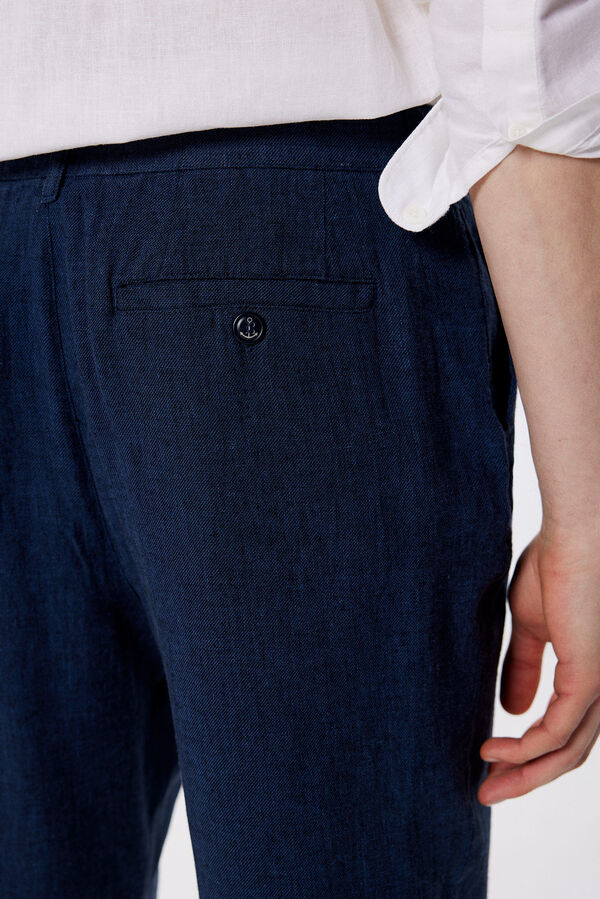 Springfield Lanene strukturirane hlače plava