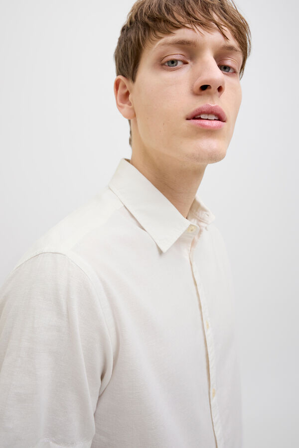 JJ REBEL Linen comfort fit shirt white