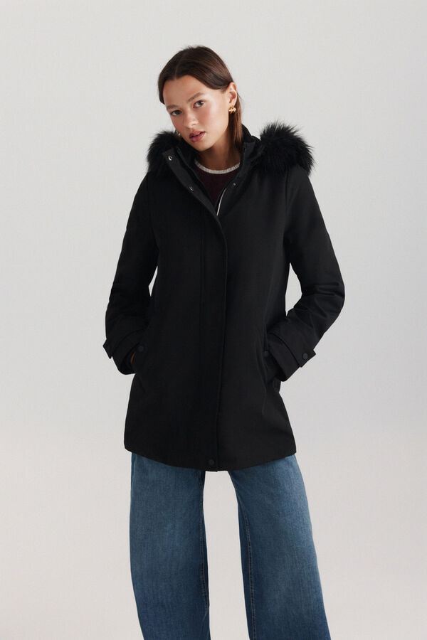 Springfield Faux fur hood parka black