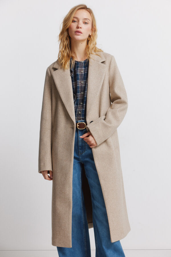Springfield Abrigo largo bolsillos diagonales beige