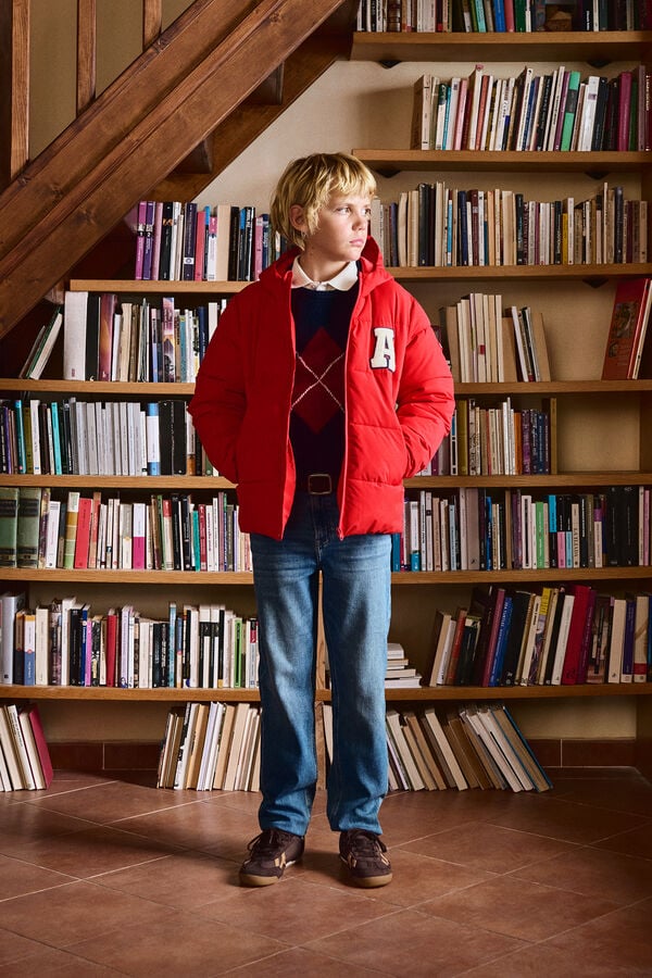 Springfield Kids Casaco acolchoado puffa com remendo para crian&ccedil;a vermelho