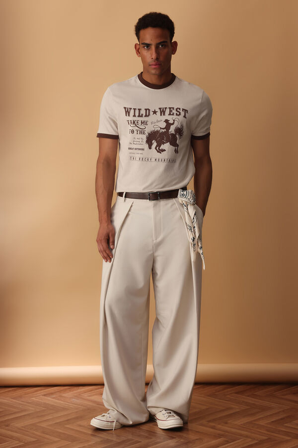 Trendyol Camiseta oversize manga corta beige