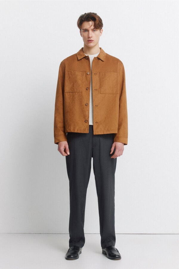 Springfield Faux suede overshirt mink