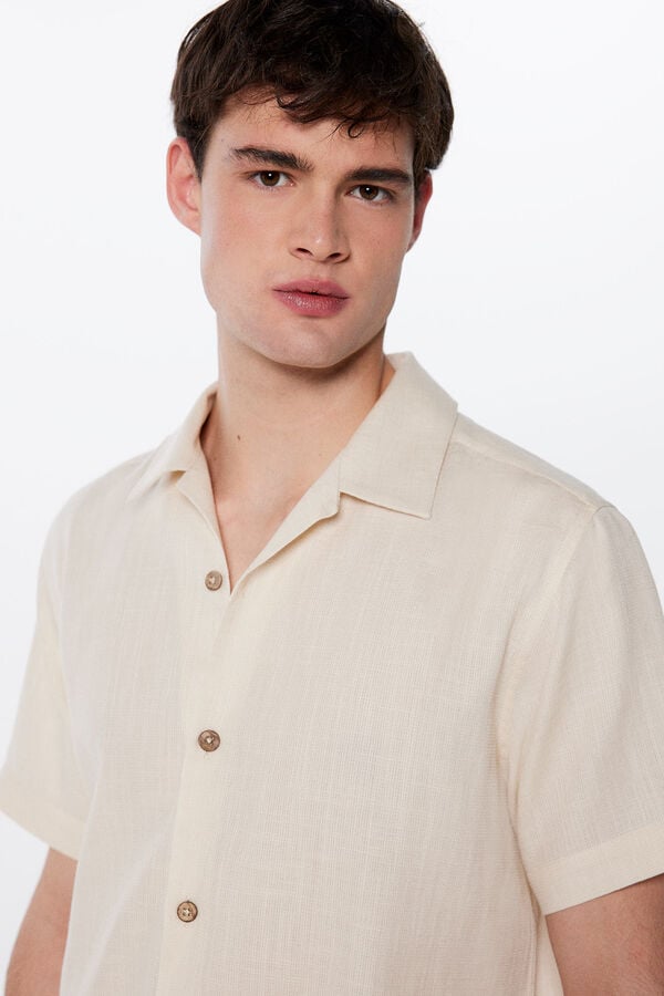 Springfield Camisa manga corta rústica estampado fondo blanco