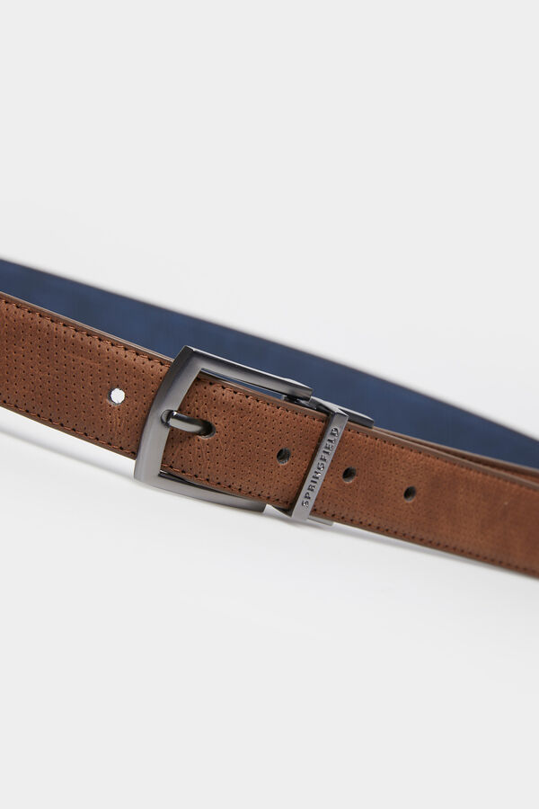 Springfield Slim reversible microperforated belt srednja bež
