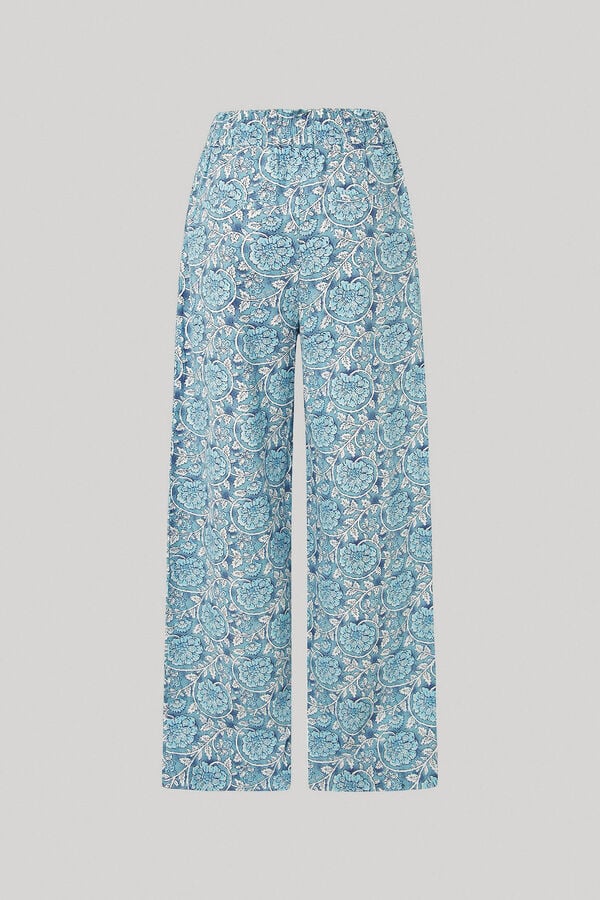 Springfield Linen trousers turquoise