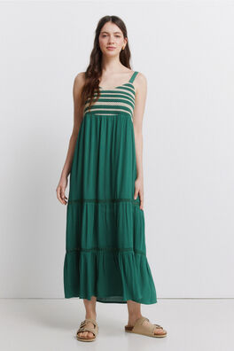 Vestido midi bimateria crochet