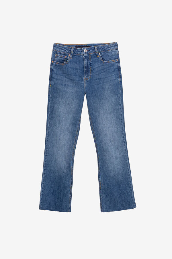 Springfield Megan Cropped Flare High Rise Jeans čeličnoplava