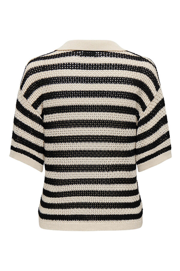 JDY Open-knit polo shirt white