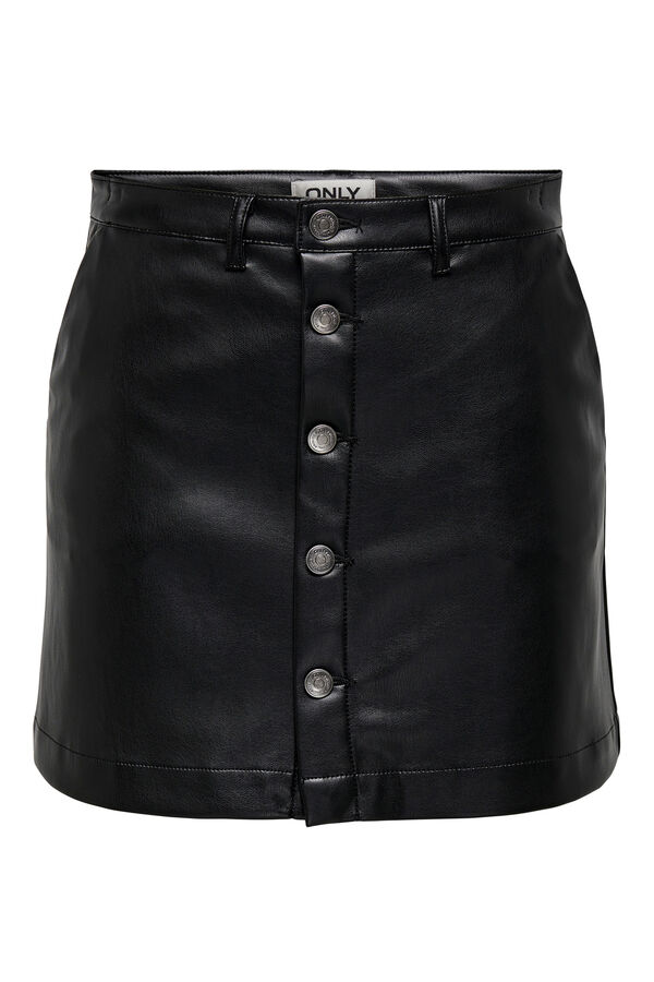 Only Short leatherette skirt black