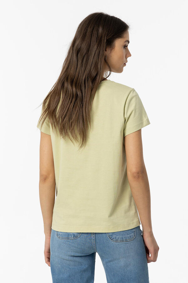 Springfield Bedrucktes T-Shirt mit Applikationen auf der Vorderseite grün