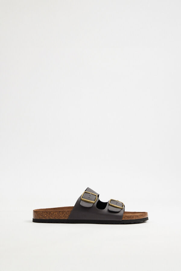 Inside Double buckle bio sandals nude