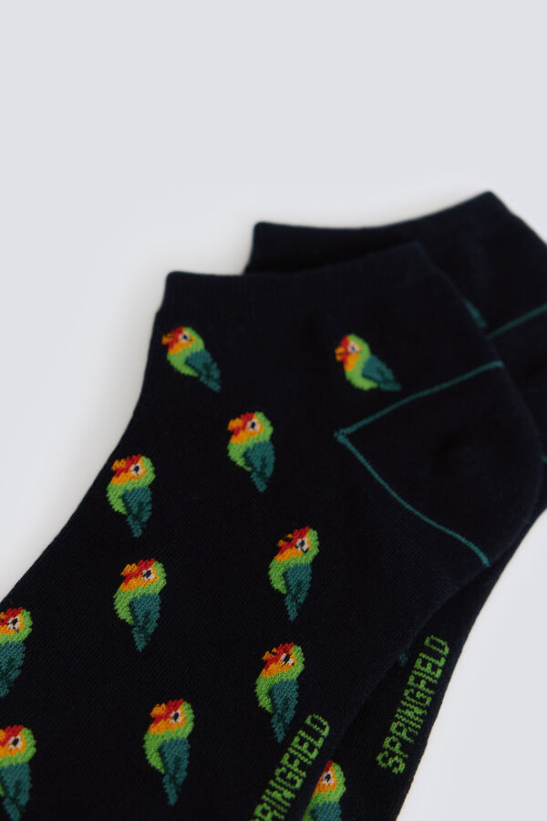 Springfield Parrot print ankle sock blue