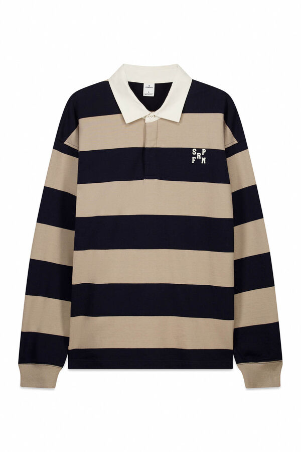 Springfield Prugasta rugby majica polo dugih rukava Plava