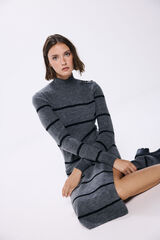 Springfield midi knit dress with shoulder buttons grey mix