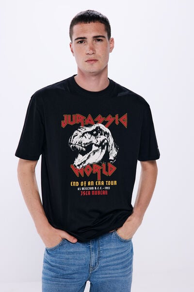 Springfield Camiseta "Jurassic World Rock Style" negro