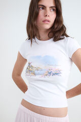 Balmohk Camiseta slim estampada blanco