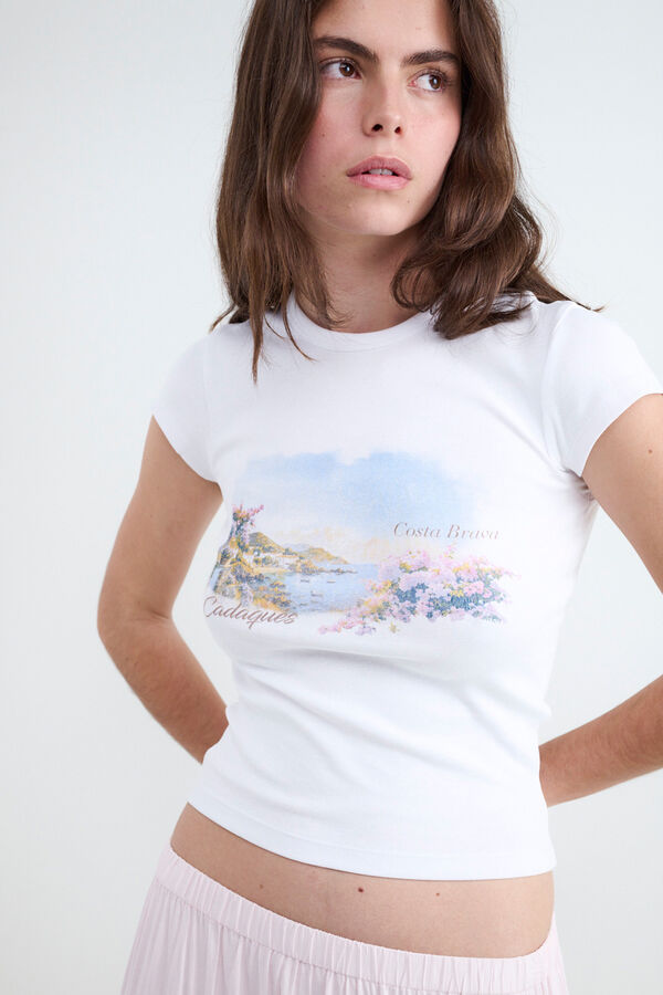 Balmohk Camiseta slim estampada blanco