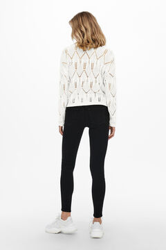 Springfield Knit jumper with long sleeves and a round neck blanc