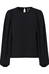 Pieces Top texturizado com punhos franzidos preto