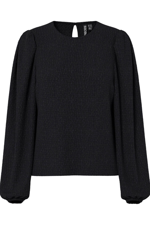 Pieces Top texturizado com punhos franzidos preto
