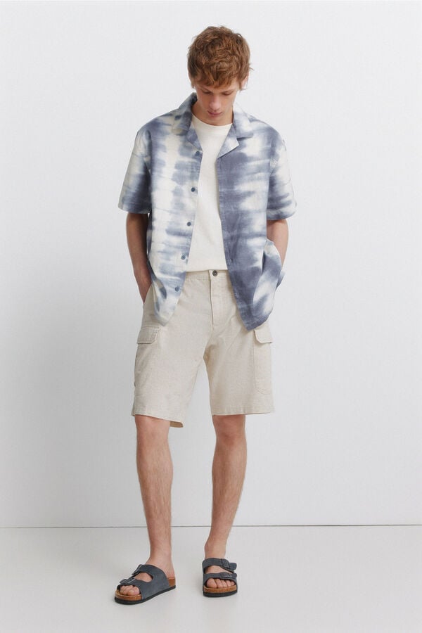 Springfield Printed bowling short sleeve shirt blue