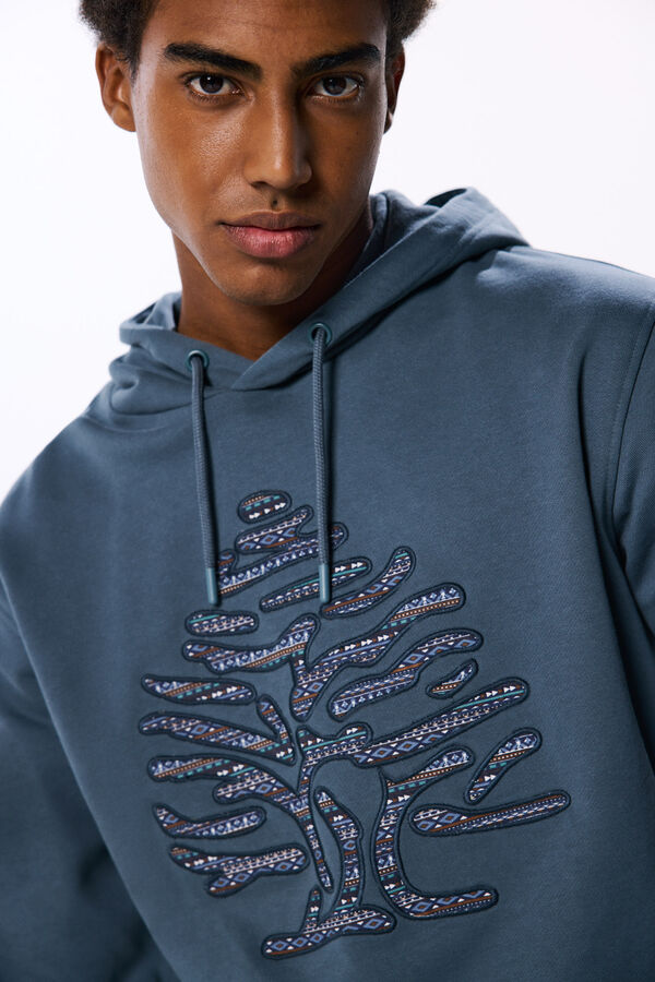 Springfield Tree hood sweatshirt steel blue