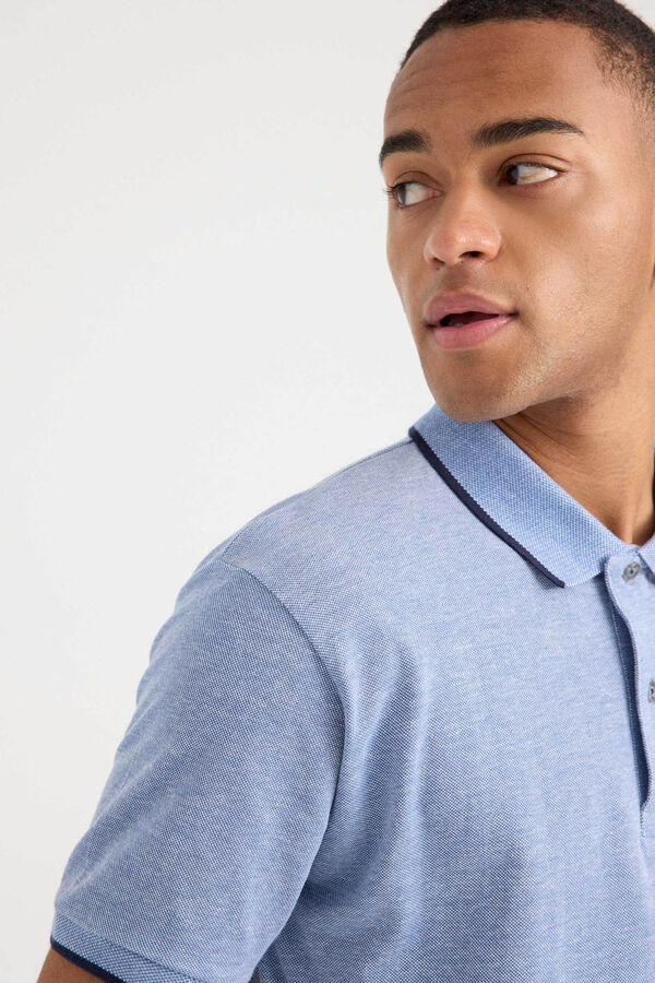 Inside Contrast piqu&eacute; polo shirt blue